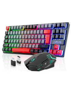 Conjunto Teclado y Ratón Inalámbrico CHONCHOW RGB 87 Teclas