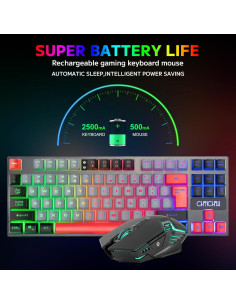 Conjunto Teclado y Ratón Inalámbrico CHONCHOW RGB 87 Teclas 2