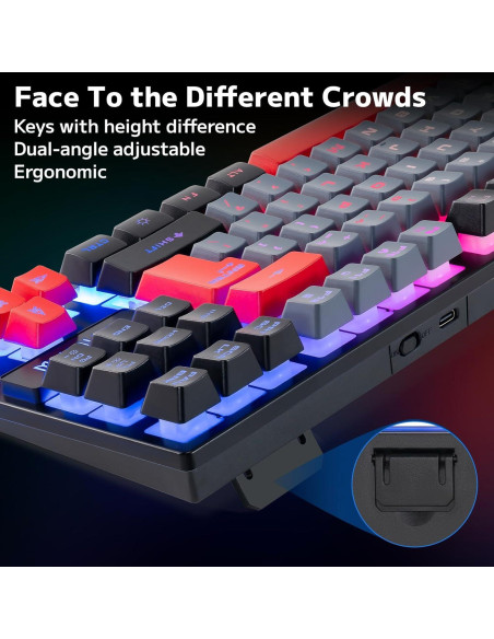 Conjunto Teclado y Ratón Inalámbrico CHONCHOW RGB 87 Teclas