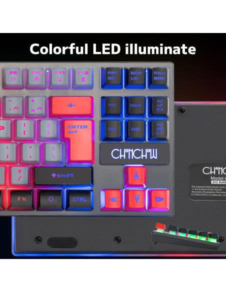 Conjunto Teclado y Ratón Inalámbrico CHONCHOW RGB 87 Teclas