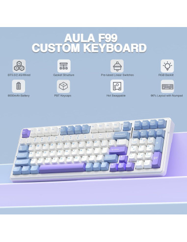 Combo Teclado Mecánico Inalámbrico AULA F99 + Ratón Gaming SC580X