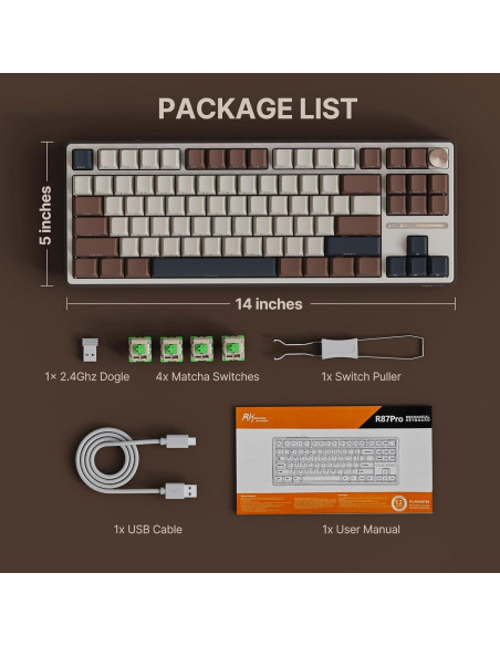 Teclado Mecánico Inalámbrico RK Royal Kludge R87 Pro RGB 75%