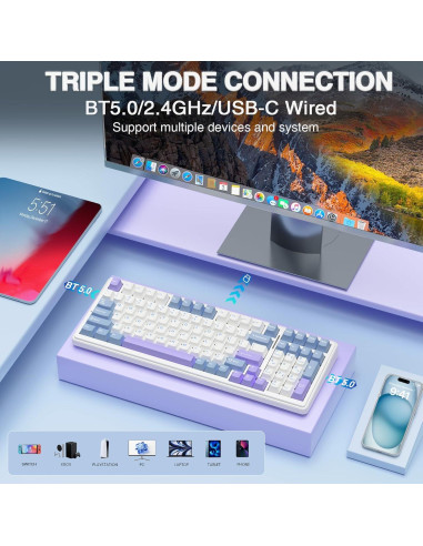 Combo Teclado Mecánico Inalámbrico AULA F99 + Ratón Gaming SC580X