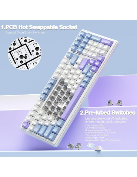 Combo Teclado Mecánico Inalámbrico AULA F99 + Ratón Gaming SC580X