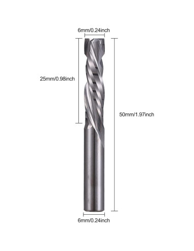 Cortador de Carburo HOZLY 6x25mm para Fresadora CNC