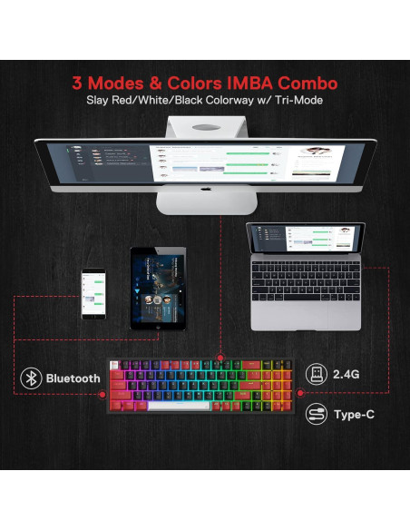 Teclado Mecánico Inalámbrico Redragon K628 PRO RGB 78 Teclas