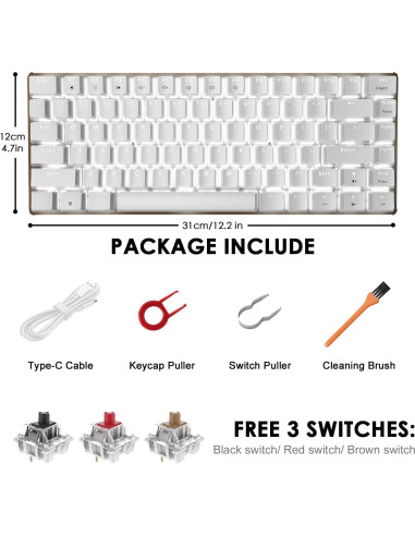 Teclado Mecánico Gaming LexonElec AK33 82 Teclas Retroiluminado