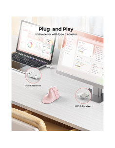Ratón Ergonómico Inalámbrico seenda Rosa Vertical Recargable 2