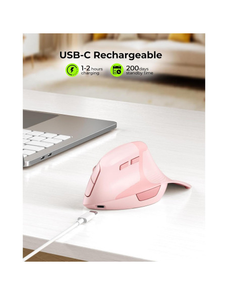 Ratón Ergonómico Inalámbrico seenda Rosa Vertical Recargable