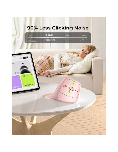 Ratón Ergonómico Inalámbrico seenda Rosa Vertical Recargable