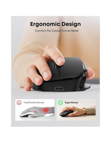 Ratón Ergonómico Recargable Ghajz 4800DPI Inalámbrico 3 en 1