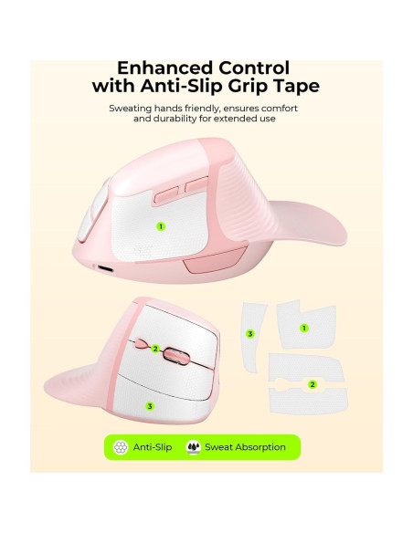 Ratón Ergonómico Inalámbrico seenda Rosa Vertical Recargable
