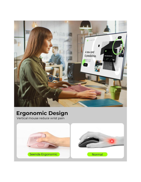Ratón Ergonómico Inalámbrico seenda Rosa Vertical Recargable