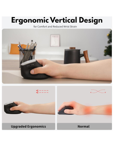 Ratón Vertical Inalámbrico Uineer A06P Ergonómico Negro