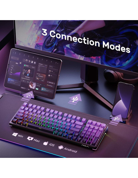 Teclado Mecánico AULA F98 RGB Bluetooth/USB-C 99 Teclas