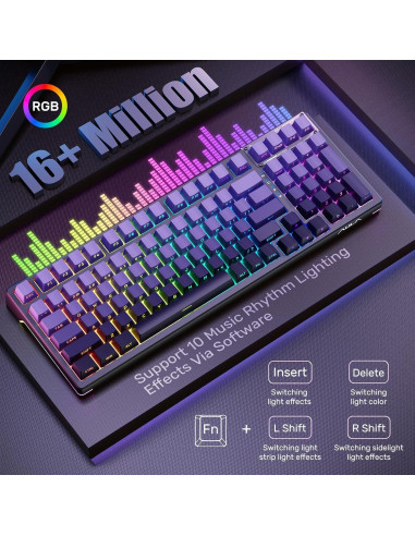 Teclado Mecánico AULA F98 RGB Bluetooth/USB-C 99 Teclas
