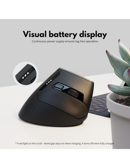 Ratón Vertical Inalámbrico Uineer A06P Ergonómico Negro