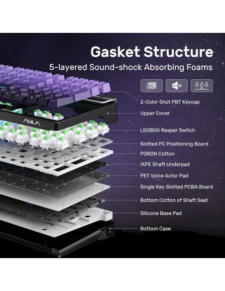 Teclado Mecánico AULA F98 RGB Bluetooth/USB-C 99 Teclas
