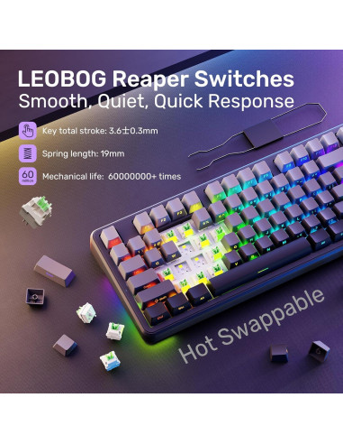 Teclado Mecánico AULA F98 RGB Bluetooth/USB-C 99 Teclas