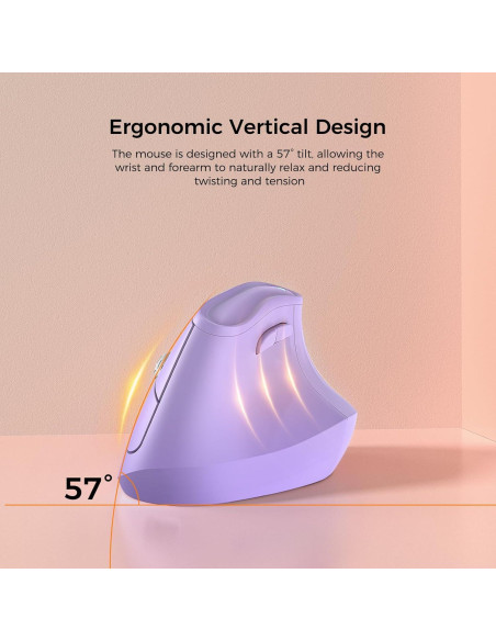 Ratón Vertical Inalámbrico Ergonómico Kysona Púrpura 57