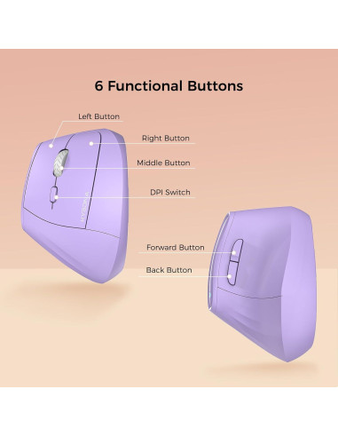 Ratón Vertical Inalámbrico Ergonómico Kysona Púrpura 57