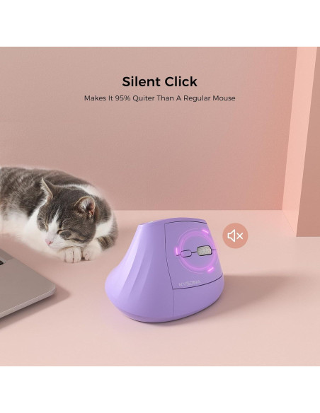 Ratón Vertical Inalámbrico Ergonómico Kysona Púrpura 57