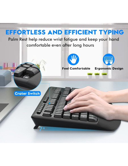 Combo Teclado y Ratón Inalámbrico E-YOOSO Ergonómico Negro Combo Teclado y Ratón Inalámbrico E-YOOSO Ergonómico Negro