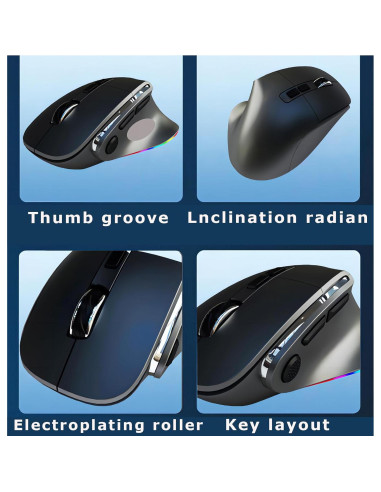 Ratón Ergonómico Vertical SHARE SUNSHINE Bluetooth USB Negro