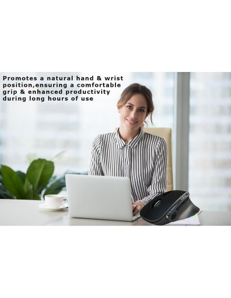 Ratón Ergonómico Vertical SHARE SUNSHINE Bluetooth USB Negro