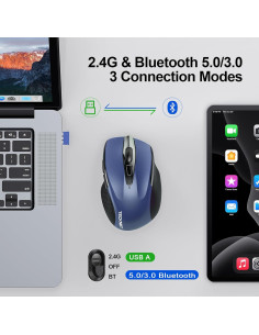 Ratón Inalámbrico TECKNET 4800 DPI Bluetooth y USB - Azul 2