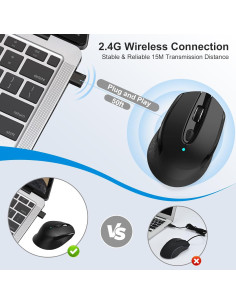 Ratón Inalámbrico RaceGT USB C Silencioso 2.4G 6 Botones 2