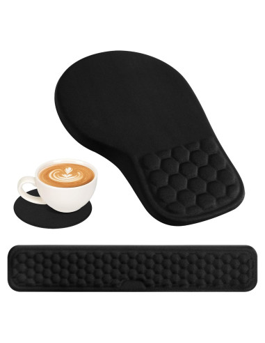 Conjunto 3 en 1 de Reposa Muñecas EYROZILL Negro Ergonómico