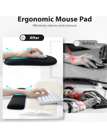 Conjunto 3 en 1 de Reposa Muñecas EYROZILL Negro Ergonómico Conjunto 3 en 1 de Reposa Muñecas EYROZILL Negro Ergonómico