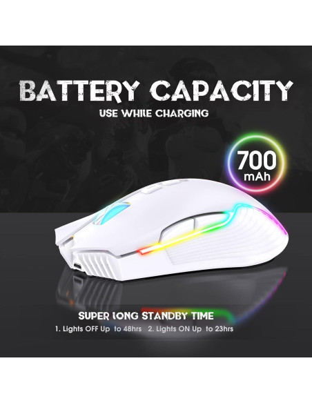 Ratón Gaming Inalámbrico PHNIXGAM Blanco RGB 3600 DPI