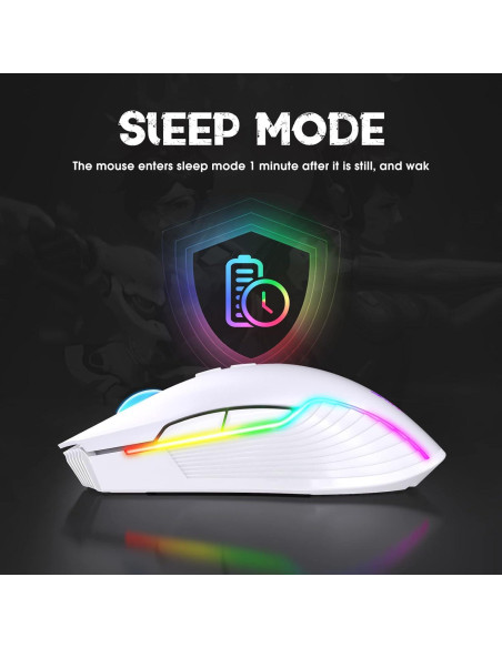 Ratón Gaming Inalámbrico PHNIXGAM Blanco RGB 3600 DPI