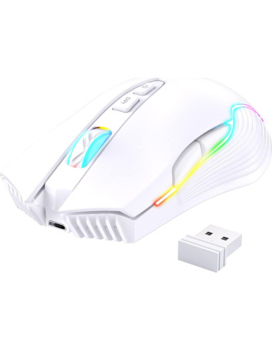Ratón Gaming Inalámbrico PHNIXGAM Blanco RGB 3600 DPI