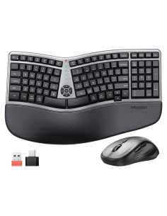 Combo Teclado y Ratón Inalámbrico Ergonómico MEETION Gris Negro