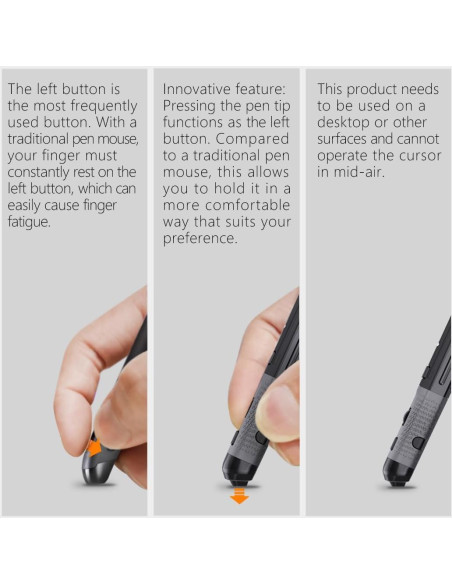 Ratón Ergonómico Vertical Pluma Plima Negro, DPI Ajustable 800/1200/1600