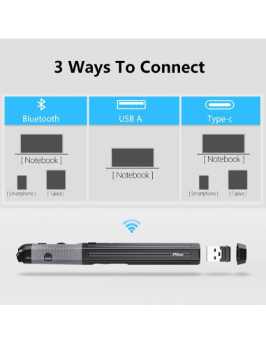 Ratón Ergonómico Vertical Pluma Plima Negro, DPI Ajustable 800/1200/1600