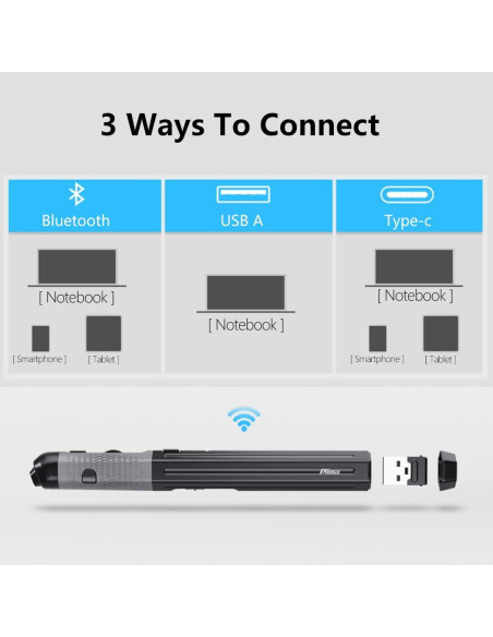 Ratón Ergonómico Vertical Pluma Plima Negro, DPI Ajustable 800/1200/1600