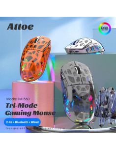Ratón Mecánico RGB Inalámbrico Attoe BM560 Ergonómico 3600 DPI 2