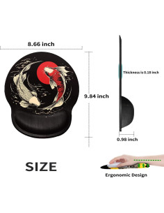 Alfombrilla de Ratón Ergonómica BBSujane Koi Fish con Gel 2