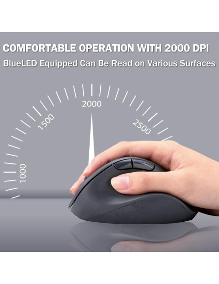 Ratón Inalámbrico Ergonómico ELECOM M-XGS30DBSKBK 2000DPI