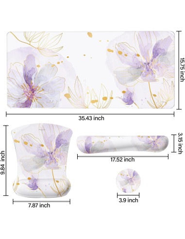 Alfombrilla de escritorio MOSISO ergonómica morada 90x40cm