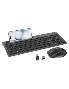 Teclado y Ratón Inalámbricos Ergonómico Dongguan Negro
