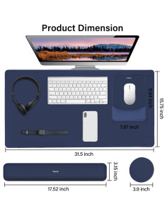 Conjunto Alfombrilla de Teclado y Ratón MOSISO Azul Marino 2