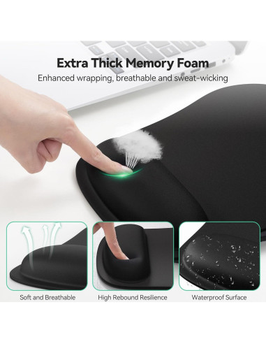 Set Ergonómico TECKNET 3-en-1 con Reposamuñecas de Espuma