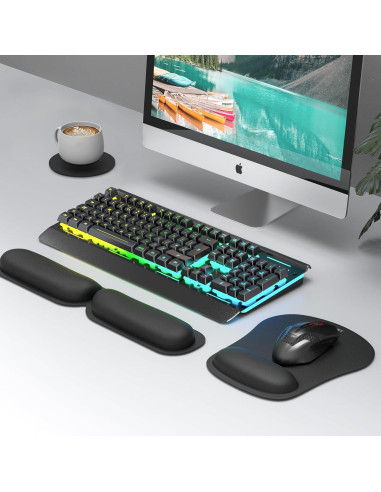 Set Ergonómico TECKNET 3-en-1 con Reposamuñecas de Espuma