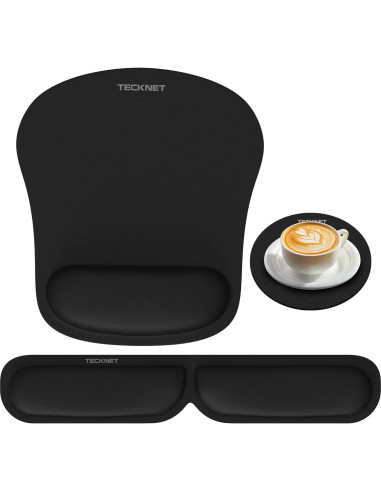 Set Ergonómico TECKNET 3-en-1 con Reposamuñecas de Espuma