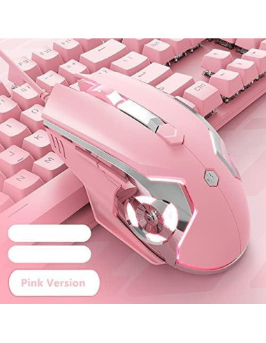 Ratón Gaming AJ120 Firstblood Rosa Ergonómico USB LED 1.7m